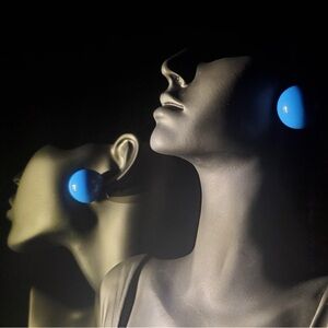 Sapphire Blue Ball-Shaped Large Silver Stud Earrings